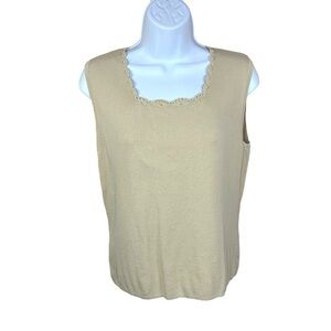 Vintage Bay Studio Beige Knit Sleeveless Top Bay Studio Petite Large